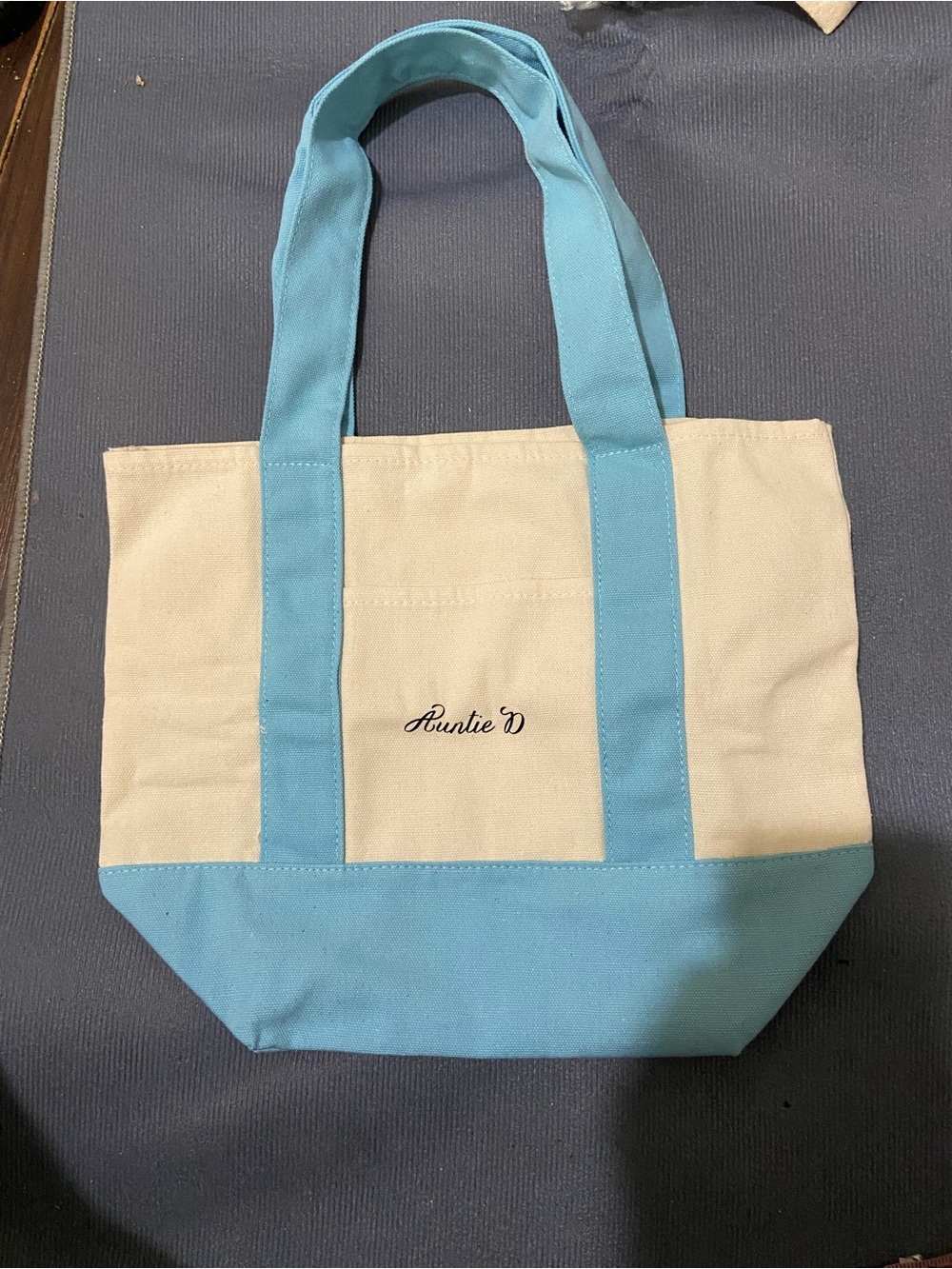 Mini Pastel Canvas Tote Bags- Blue
